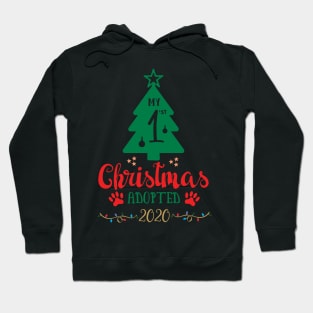 My First Christmas Adopted 2020, Xmas Tree Ugly Pajamas Gift Hoodie